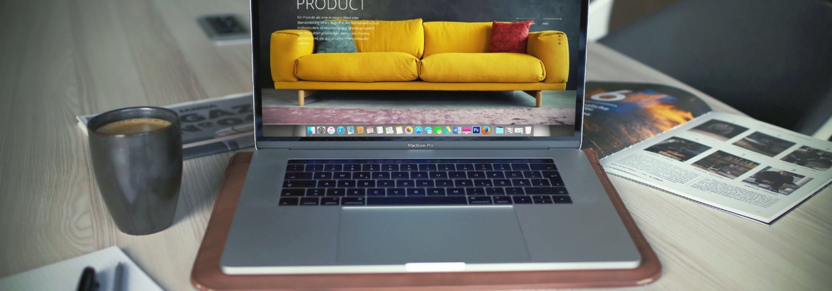 Laptop screen showing a digital catalogue.